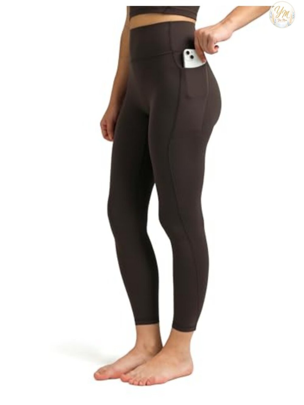 High Waisted No Front Seam Yoga Leggings with Pockets Petite